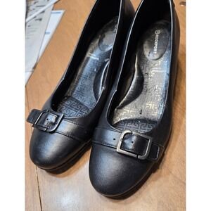 Rockport Sz 8.5 adiPrene by Adidas Black Leather Buckle Block Heel‎ Dress Pumps